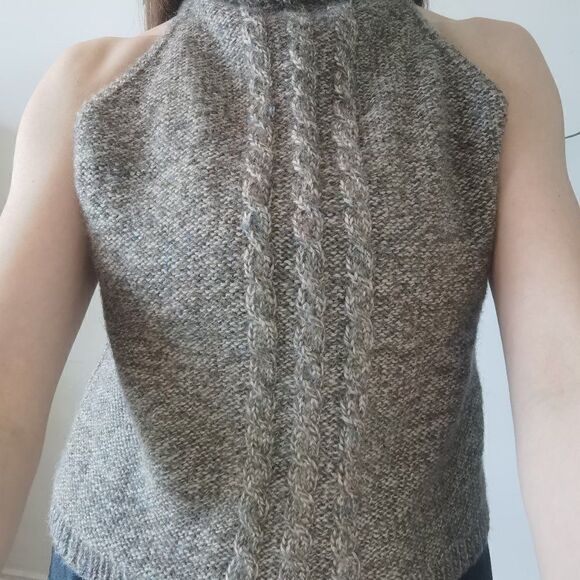 Soft Wool Handmade Vintage Sweater vest With Turtleneck 70s Brown - Picture 2 of 6